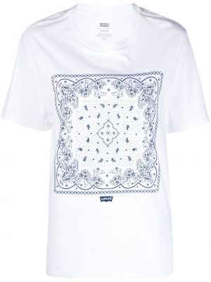 Βαμβακερή μπλούζα με σχέδιο Levi's λευκό