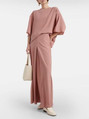 Hedvábné dlouhá sukně Fforme růžové