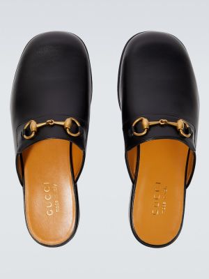 Papuci de casă din piele Gucci negru