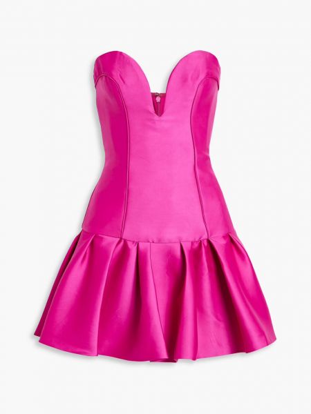 Атласное мини-платье Lumo со складками без бретелек Nicholas, ярко-розовый