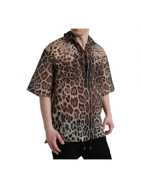 Camisa con estampado leopardo casual Dolce & Gabbana marrón