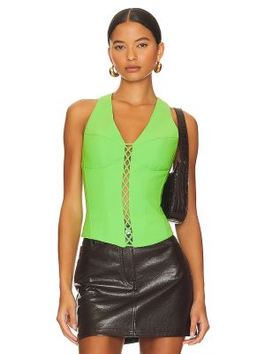 Top con lacci di pizzo Rozie Corsets verde