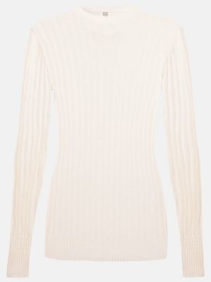 Вълнен пуловер Toteme бяло