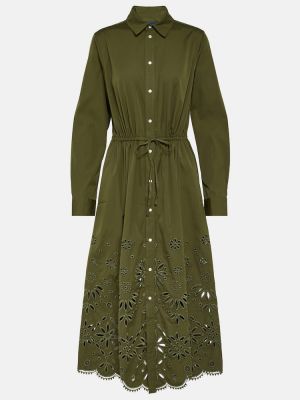 Βαμβακερή μίντι φόρεμα Polo Ralph Lauren πράσινο