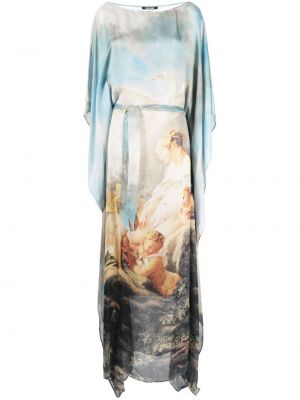 Bílé dlouhé šaty s potiskem Roberto Cavalli
