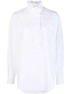 Bavlnená košeľa s volánmi Alexander Mcqueen biela