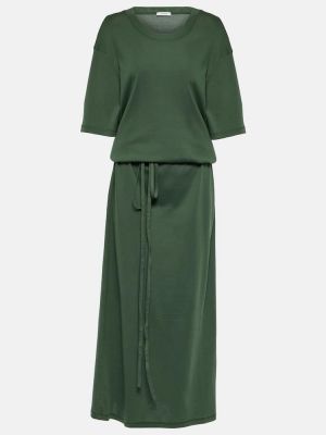 Βαμβακερή μίντι φόρεμα από ζέρσεϋ Lemaire πράσινο