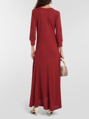 Bombažna midi obleka Polo Ralph Lauren rdeča