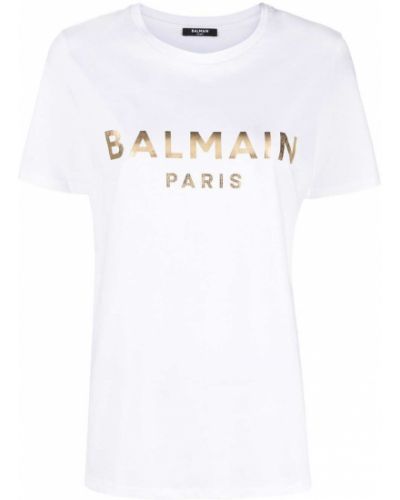T-shirt con stampa Balmain bianco