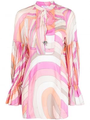 Pamučna ravna haljina s printom Pucci ružičasta