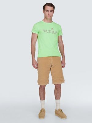 T-shirt di cotone con stampa Erl verde