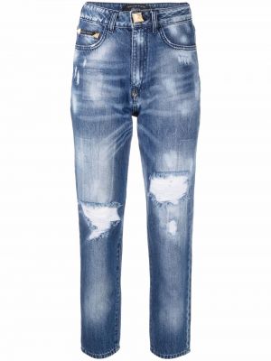 Distressed high waist boyfriend jeans Philipp Plein blau