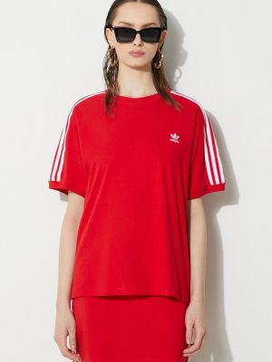 Prugasta majica kratki rukavi Adidas Originals crvena