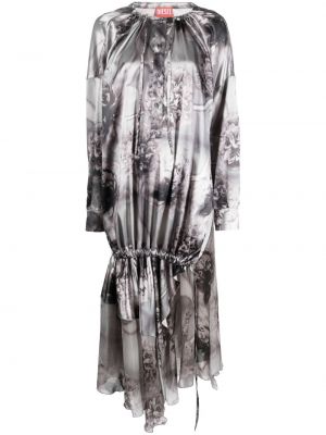 Φλοράλ μάξι φόρεμα με σχέδιο Diesel γκρι