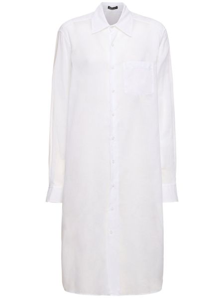 Bílá drapovaná bavlněná košile Ann Demeulemeester