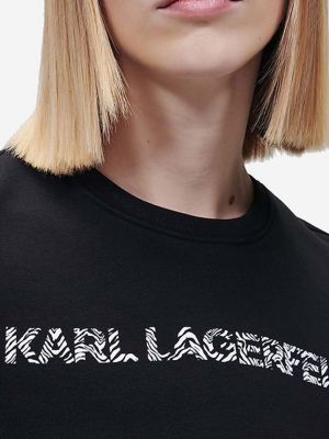 Mikina s potiskem se zebřím vzorem Karl Lagerfeld černá