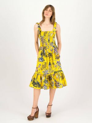 Obleka s cvetličnim vzorcem Blutsgeschwister rumena