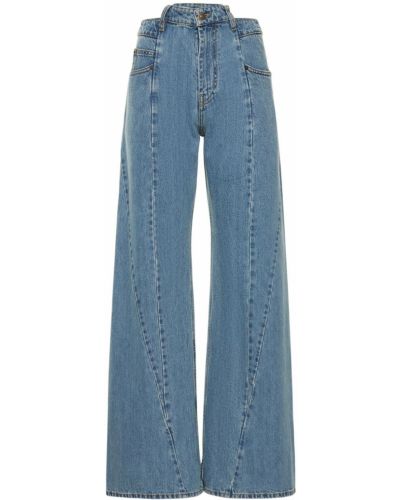 Jeans di cotone baggy asimmetrici Maison Margiela