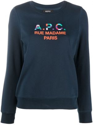 Пуловер с принт A.p.c. синьо