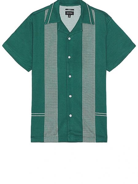 Camicia a maniche corte in tessuto jacquard Brixton verde