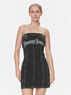 Džinsinė suknelė slim fit Tommy Jeans juoda