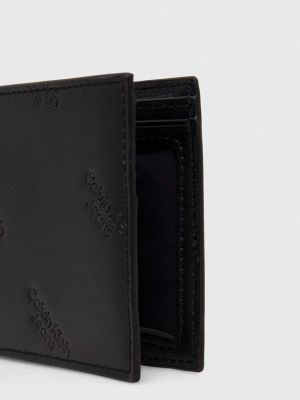 Portfel skórzany z nadrukiem Calvin Klein Jeans czarny