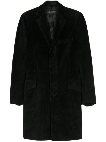 Dugi kaput od brušene kože Dolce & Gabbana Pre-owned crna