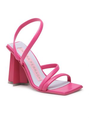Sandale cu toc cu stele Chiara Ferragni roz