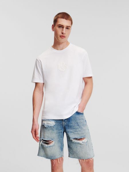 Πουκάμισο τζιν Karl Lagerfeld Jeans λευκό