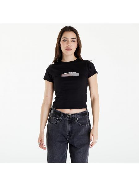 Přiléhavé džíny s krátkými rukávy Calvin Klein černé