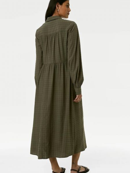 Клетчатое длинное платье Marks & Spencer хаки