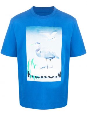 T-shirt con stampa con scollo tondo Heron Preston blu