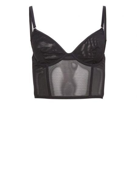 Soutien-gorge à fleurs transparent en mesh Fleur Du Mal noir