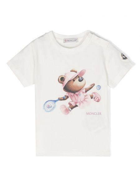 Printti t-paita tytöille Moncler Enfant valkoinen