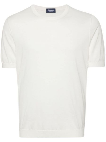 Adīti kokvilnas t-krekls Drumohr balts