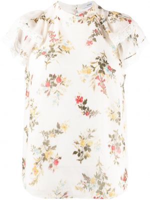 Trykt floral silke bluse Erdem gul