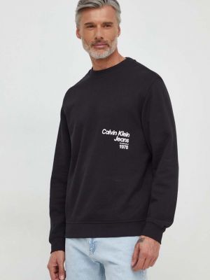 Bavlněná mikina s potiskem Calvin Klein Jeans černá
