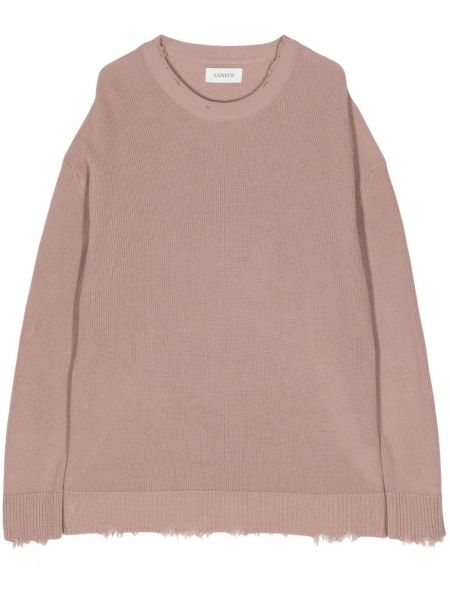 Βαμβακερός μακρύ πουλόβερ με φθαρμένο εφέ Laneus ροζ
