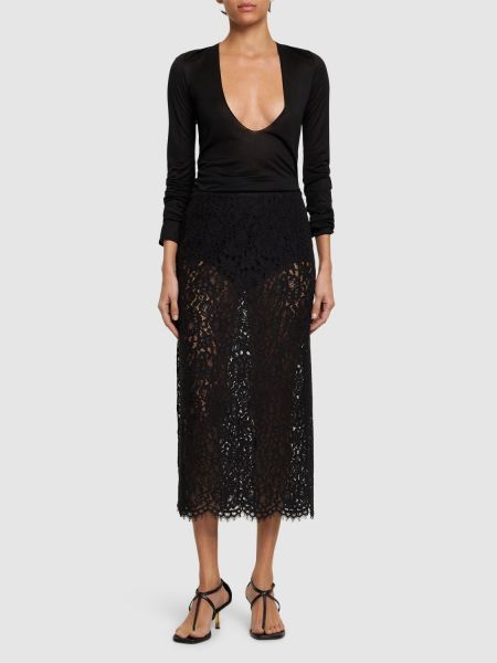 Krajkové midi sukně Michael Kors Collection černé