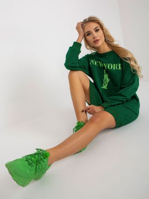 Oversized kirjadega dressipluus Fashionhunters roheline