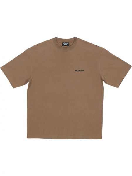 Raštuotas marškinėliai Balenciaga ruda