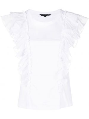 T-shirt en coton à volants Veronica Beard blanc