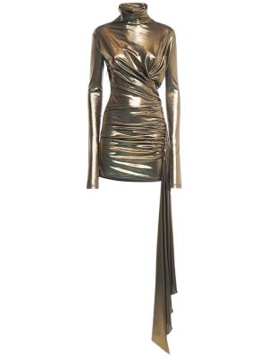Drapované viskózové mini šaty Blumarine zlatá