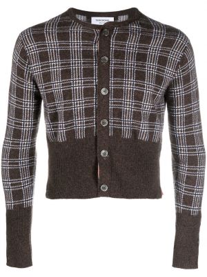 Καρό μακρύ πουλόβερ με σχέδιο Thom Browne γκρι