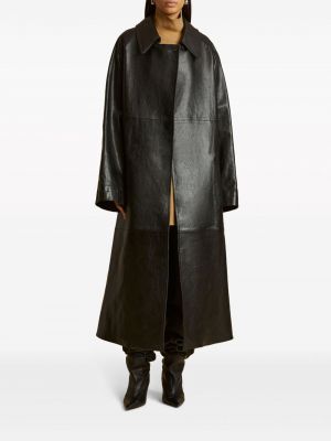 Manteau en cuir Khaite noir