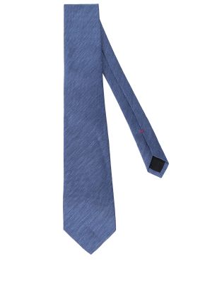 Шелковый льняной галстук Cesare Attolini синий