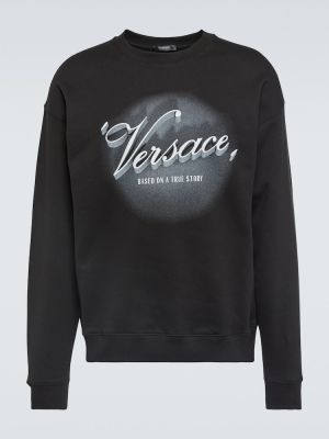 Džersis raštuotas medvilninis džemperis Versace juoda