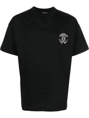 T-shirt aus baumwoll mit print mit schlangenmuster Roberto Cavalli schwarz