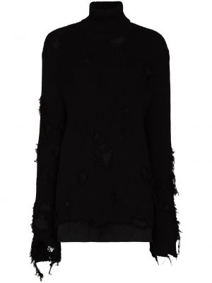 Пуловер с разкъсвания Balenciaga черно