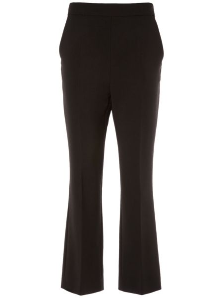 Pantalones de cintura alta de lana Max Mara negro